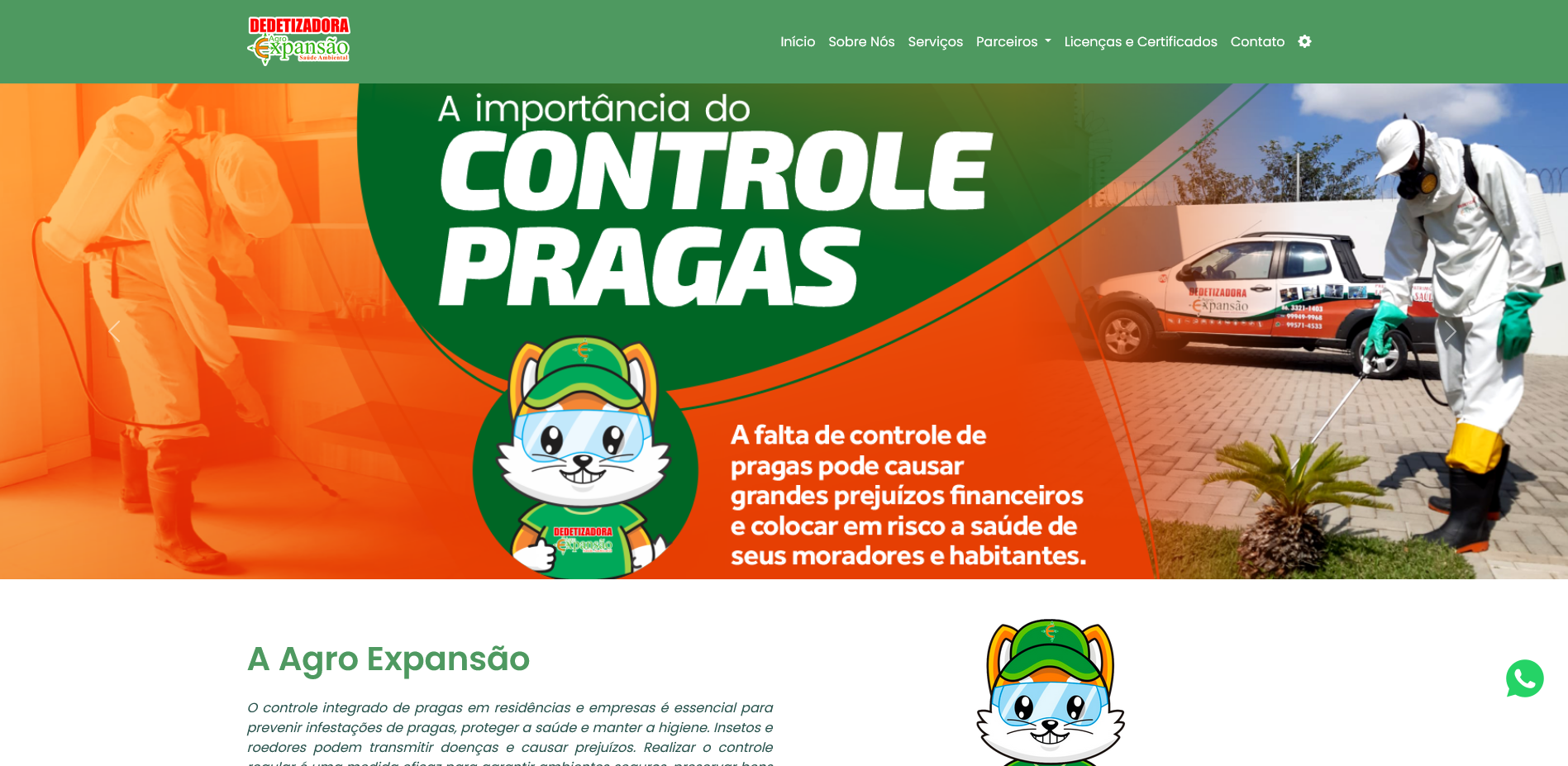 Site Institucional Dedetizadora Agro Expansão